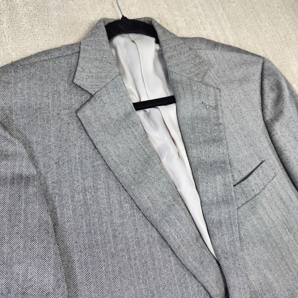 Loro Piana 100% Cashmere Blazer Men 44 Long Hart Schaffner Marx Herringbone Gray